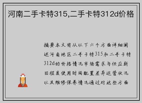 河南二手卡特315,二手卡特312d价格